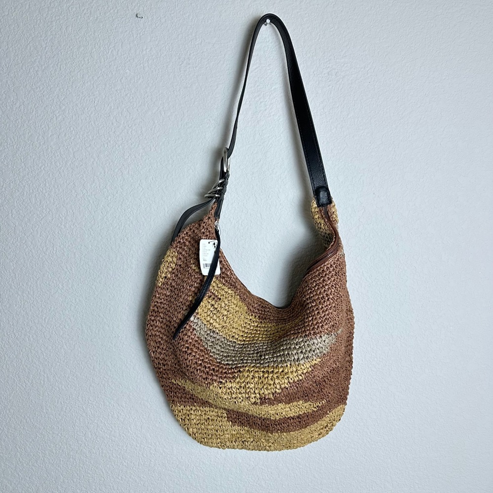 Free People Santorini Straw Tote Bag Neutral Mix Woven Raffia Hobo OB2221606 NEW - Picture 7 of 9